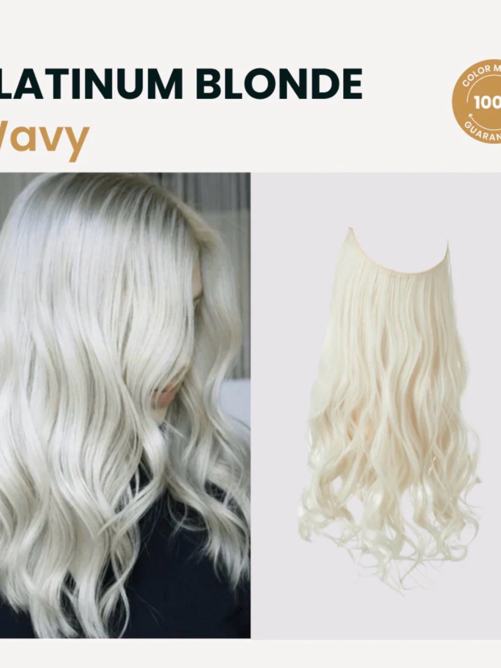Platinum Blonde Halo Hair Extensions – Straight and Wavy – 12 inch extensions